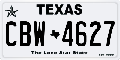 TX license plate CBW4627