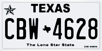 TX license plate CBW4628