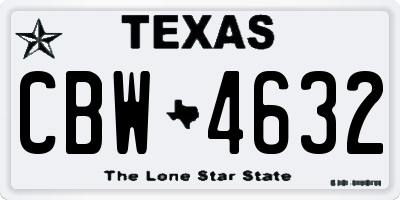 TX license plate CBW4632