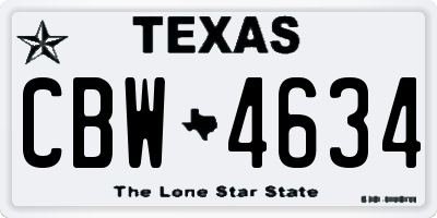 TX license plate CBW4634