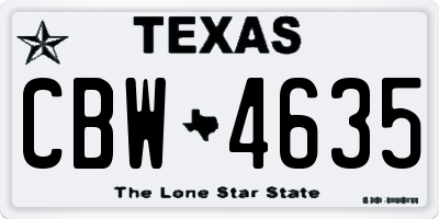TX license plate CBW4635
