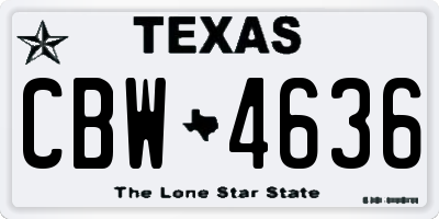 TX license plate CBW4636