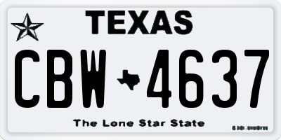 TX license plate CBW4637