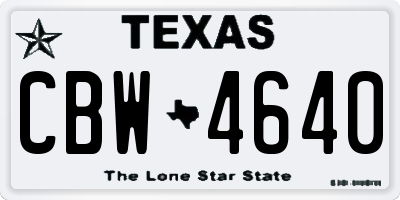 TX license plate CBW4640