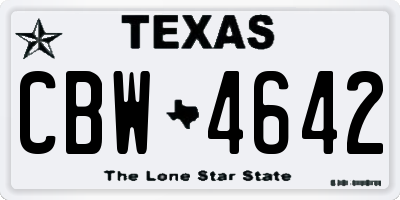 TX license plate CBW4642