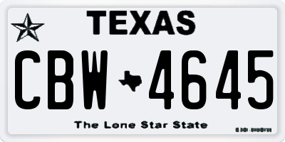 TX license plate CBW4645