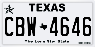 TX license plate CBW4646