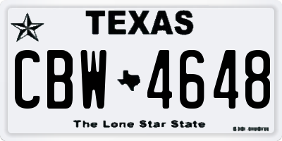 TX license plate CBW4648