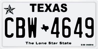 TX license plate CBW4649