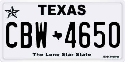 TX license plate CBW4650