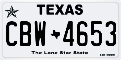 TX license plate CBW4653