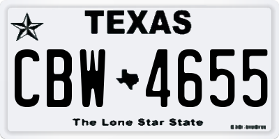 TX license plate CBW4655
