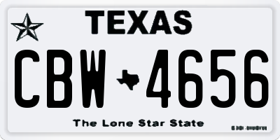 TX license plate CBW4656