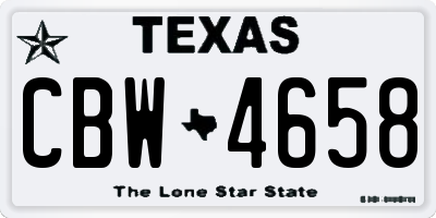 TX license plate CBW4658