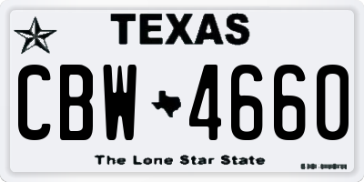 TX license plate CBW4660