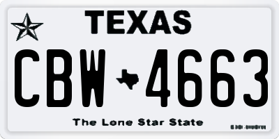 TX license plate CBW4663