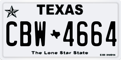 TX license plate CBW4664