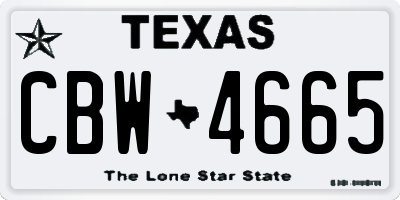 TX license plate CBW4665