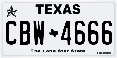 TX license plate CBW4666