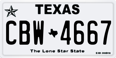 TX license plate CBW4667