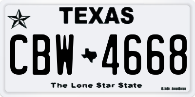 TX license plate CBW4668