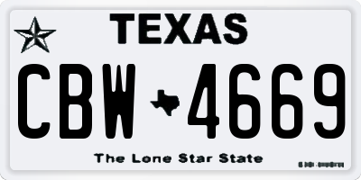 TX license plate CBW4669