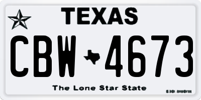 TX license plate CBW4673
