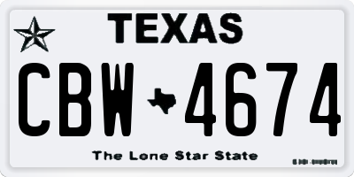TX license plate CBW4674