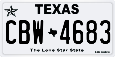 TX license plate CBW4683