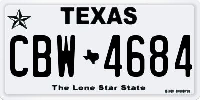 TX license plate CBW4684