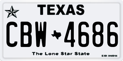 TX license plate CBW4686