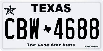 TX license plate CBW4688