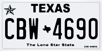 TX license plate CBW4690
