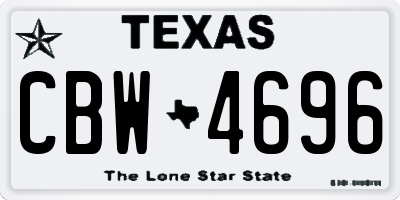 TX license plate CBW4696