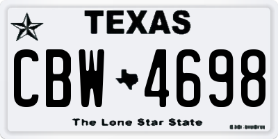TX license plate CBW4698