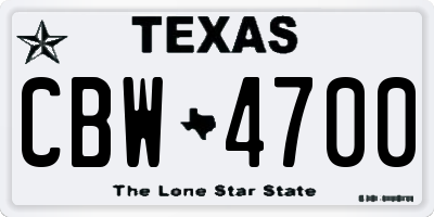 TX license plate CBW4700