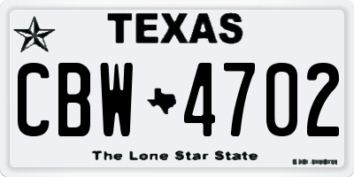 TX license plate CBW4702