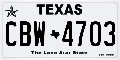 TX license plate CBW4703