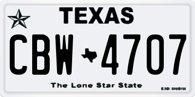 TX license plate CBW4707