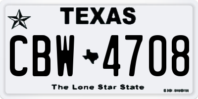 TX license plate CBW4708