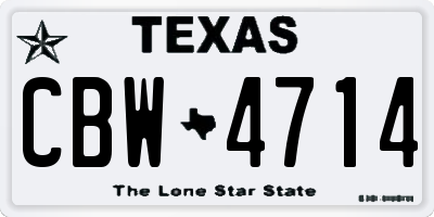 TX license plate CBW4714