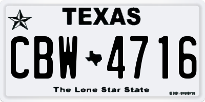 TX license plate CBW4716