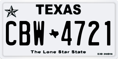 TX license plate CBW4721