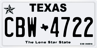 TX license plate CBW4722