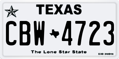 TX license plate CBW4723