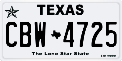 TX license plate CBW4725