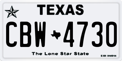 TX license plate CBW4730