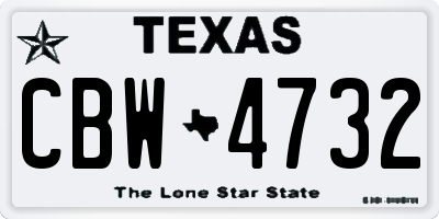 TX license plate CBW4732