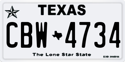 TX license plate CBW4734
