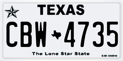 TX license plate CBW4735
